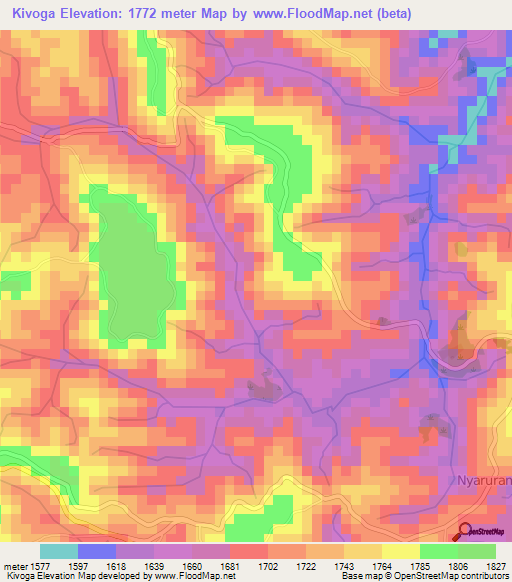 Kivoga,Burundi Elevation Map