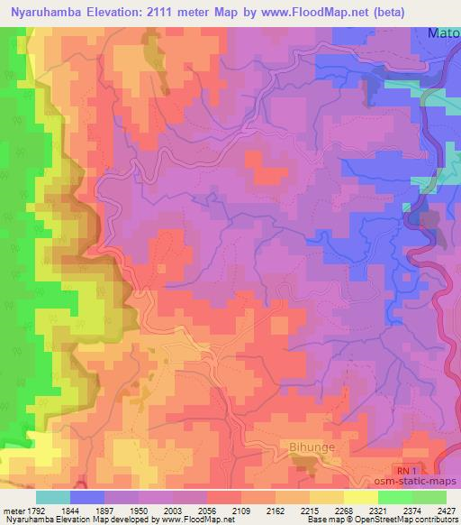 Nyaruhamba,Burundi Elevation Map