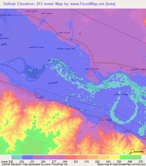 Dalhah,Syria Elevation Map