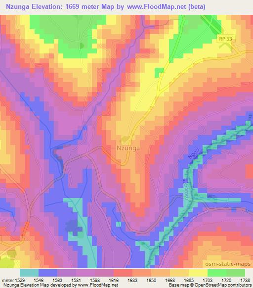 Nzunga,Burundi Elevation Map