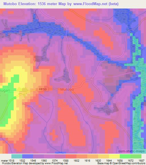 Mutobo,Burundi Elevation Map