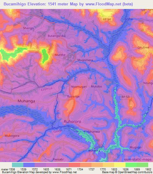 Bucamihigo,Burundi Elevation Map