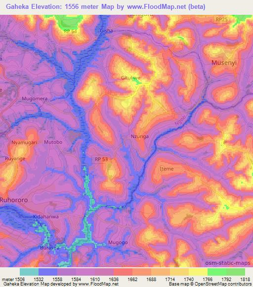 Gaheka,Burundi Elevation Map