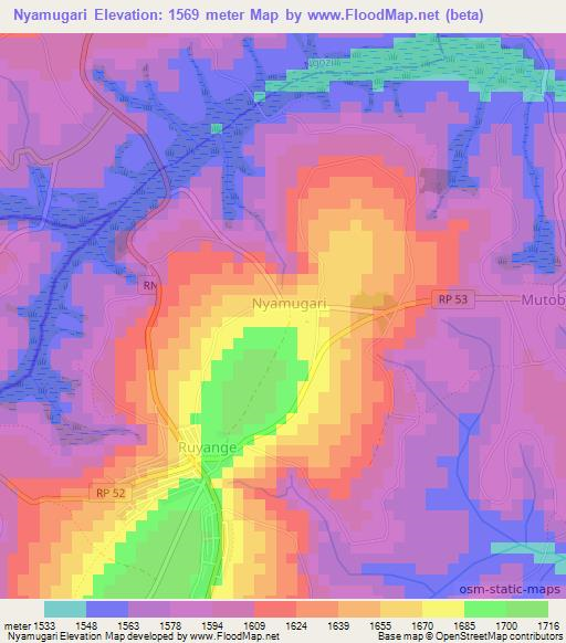 Nyamugari,Burundi Elevation Map