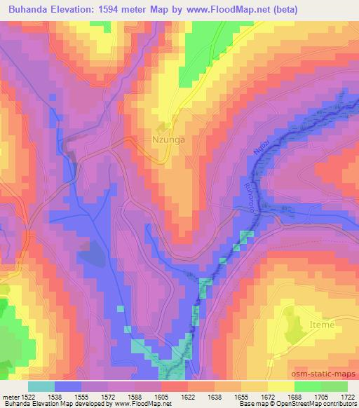Buhanda,Burundi Elevation Map