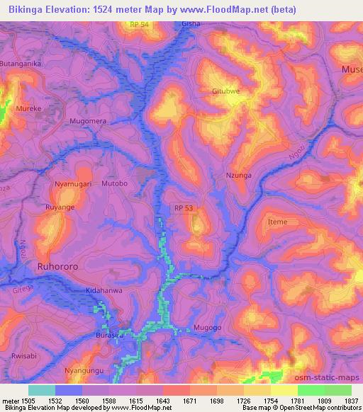 Bikinga,Burundi Elevation Map