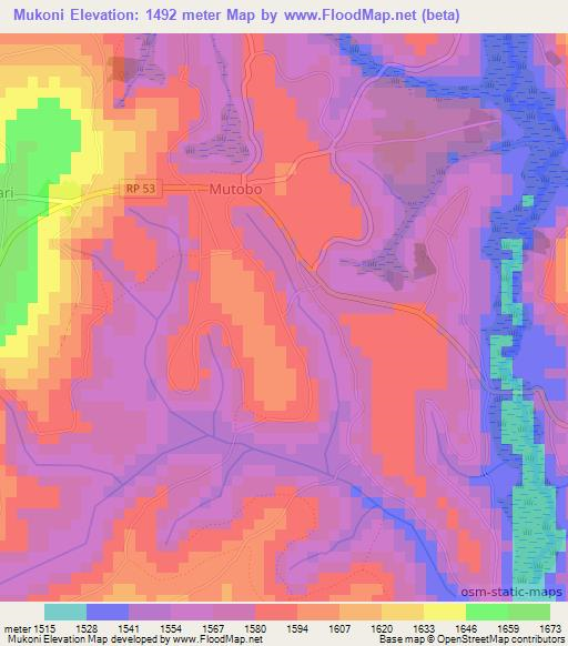 Mukoni,Burundi Elevation Map