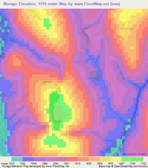 Murago,Burundi Elevation Map