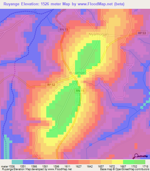 Ruyange,Burundi Elevation Map
