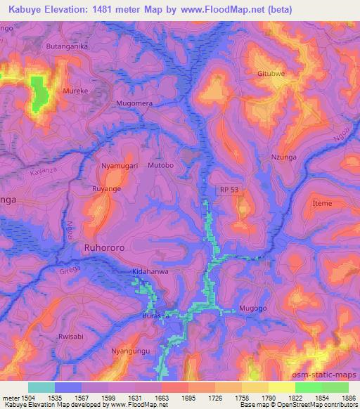 Kabuye,Burundi Elevation Map