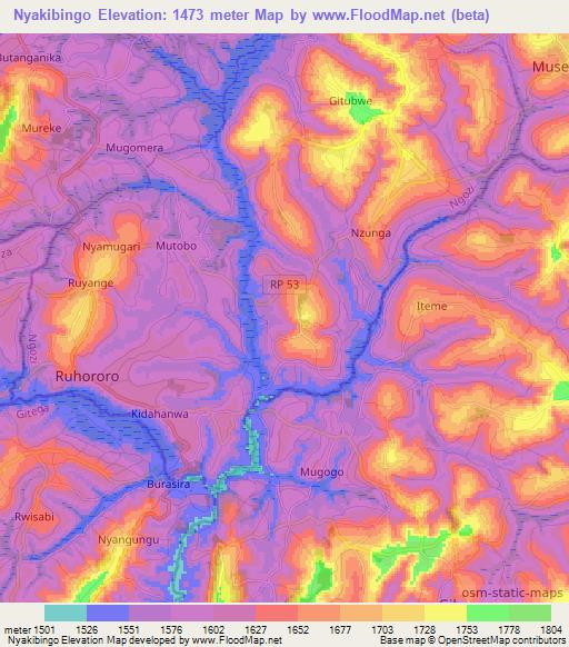 Nyakibingo,Burundi Elevation Map