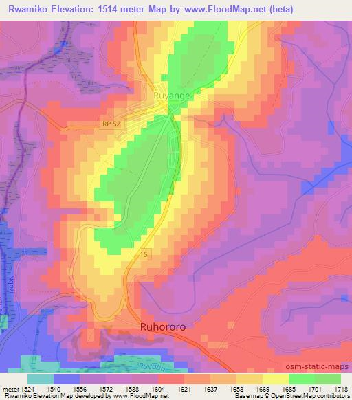 Rwamiko,Burundi Elevation Map