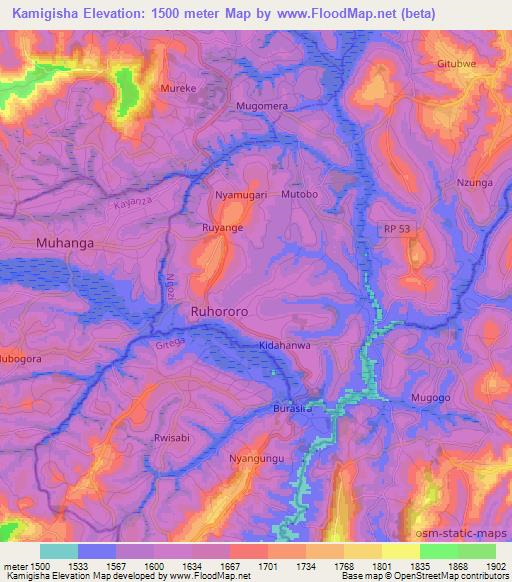 Kamigisha,Burundi Elevation Map