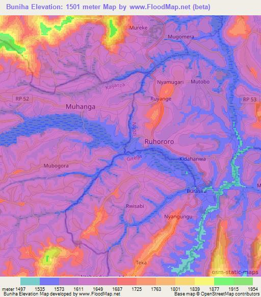 Buniha,Burundi Elevation Map