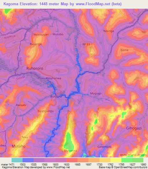 Kagoma,Burundi Elevation Map
