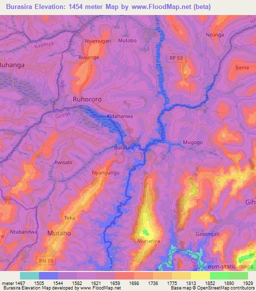 Burasira,Burundi Elevation Map