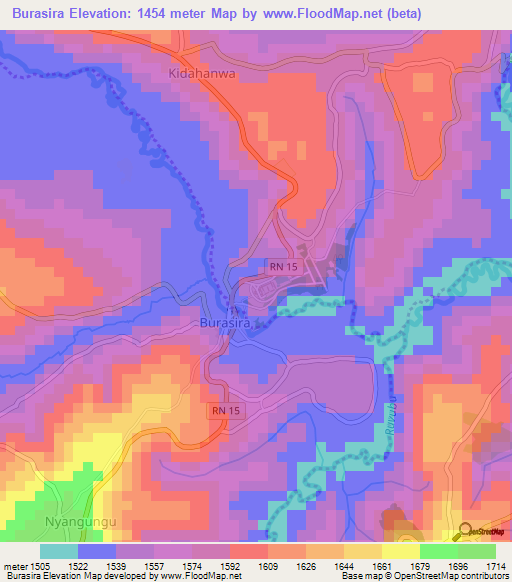Burasira,Burundi Elevation Map