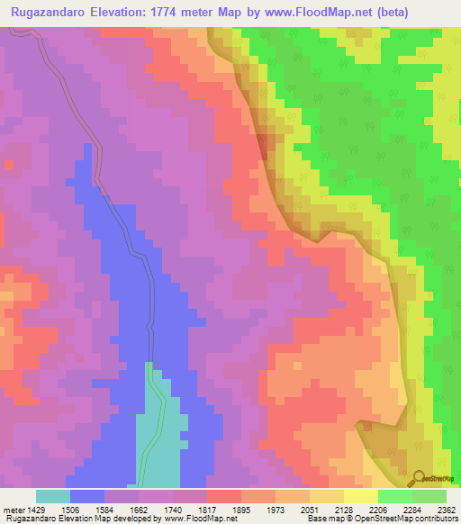Rugazandaro,Burundi Elevation Map