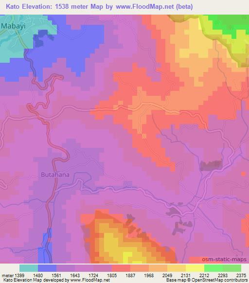 Kato,Burundi Elevation Map