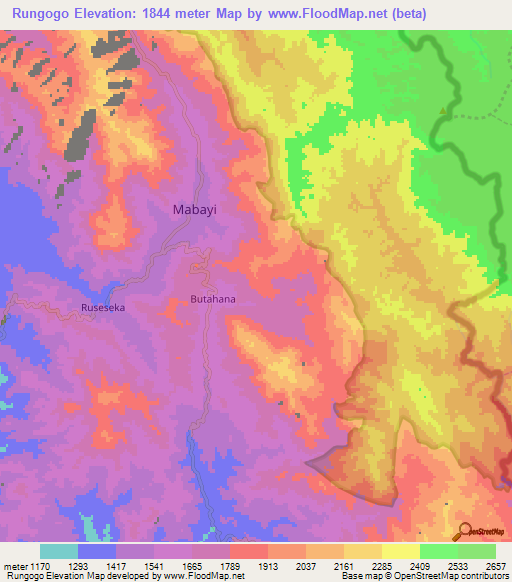 Rungogo,Burundi Elevation Map