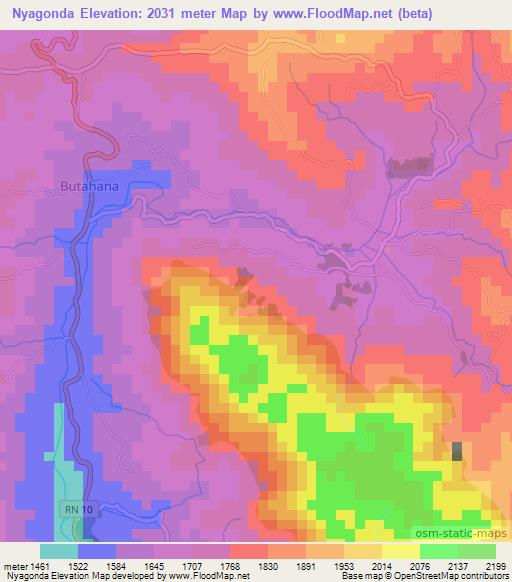 Nyagonda,Burundi Elevation Map