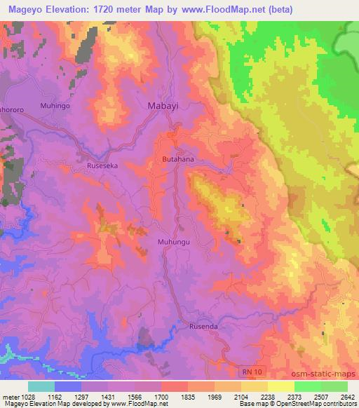 Mageyo,Burundi Elevation Map