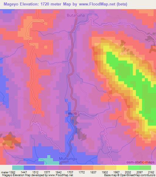 Mageyo,Burundi Elevation Map