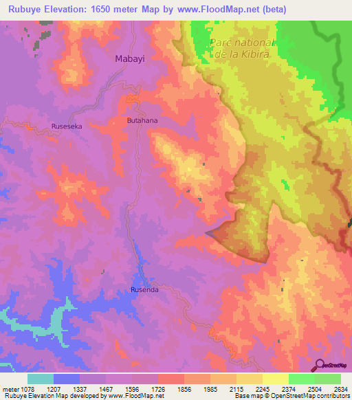 Rubuye,Burundi Elevation Map