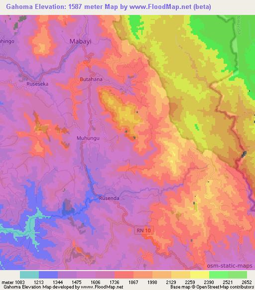 Gahoma,Burundi Elevation Map