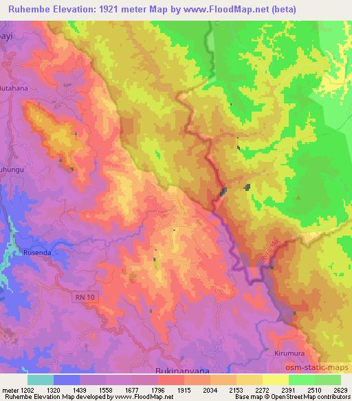 Ruhembe,Burundi Elevation Map