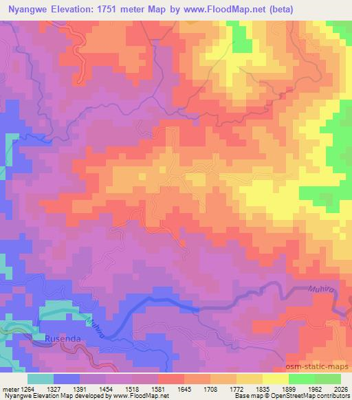 Nyangwe,Burundi Elevation Map