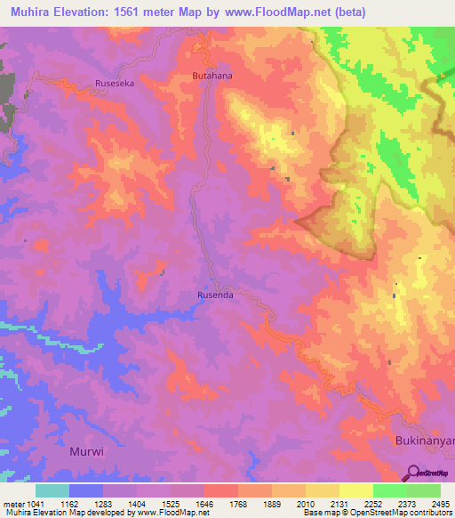 Muhira,Burundi Elevation Map