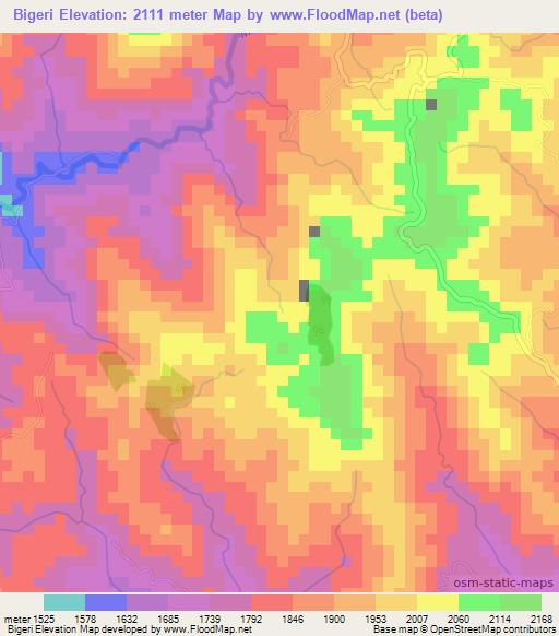 Bigeri,Burundi Elevation Map