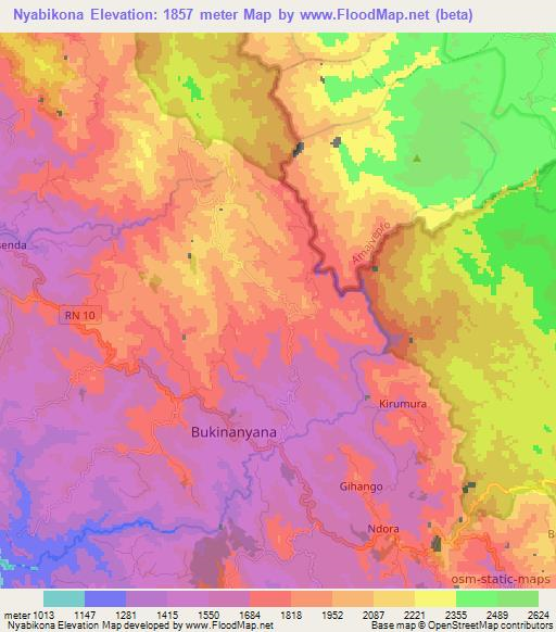 Nyabikona,Burundi Elevation Map