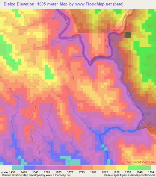 Bisiza,Burundi Elevation Map