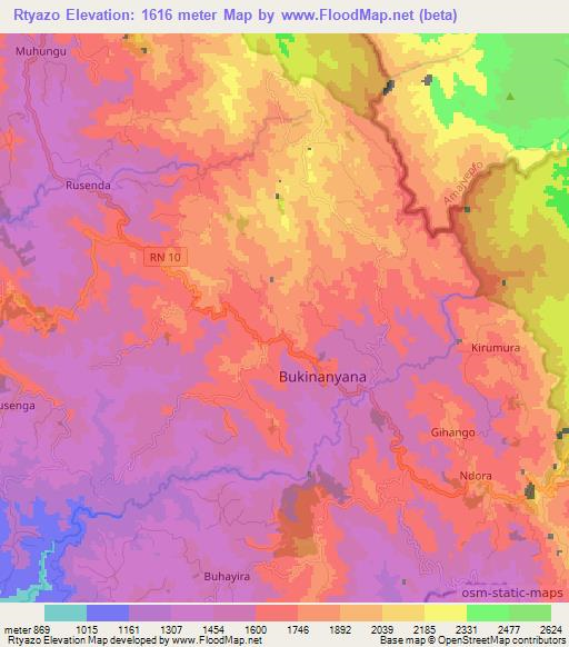 Rtyazo,Burundi Elevation Map