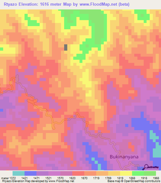 Rtyazo,Burundi Elevation Map