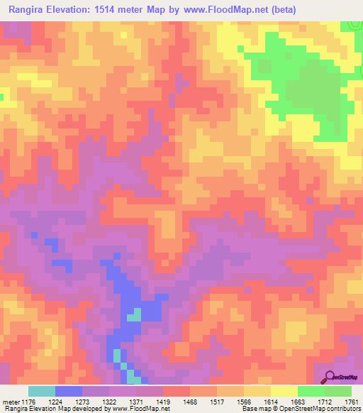 Rangira,Burundi Elevation Map