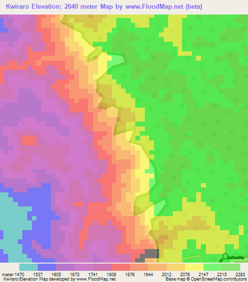 Kwiraro,Burundi Elevation Map