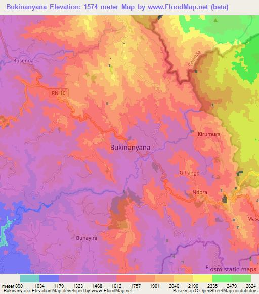Bukinanyana,Burundi Elevation Map