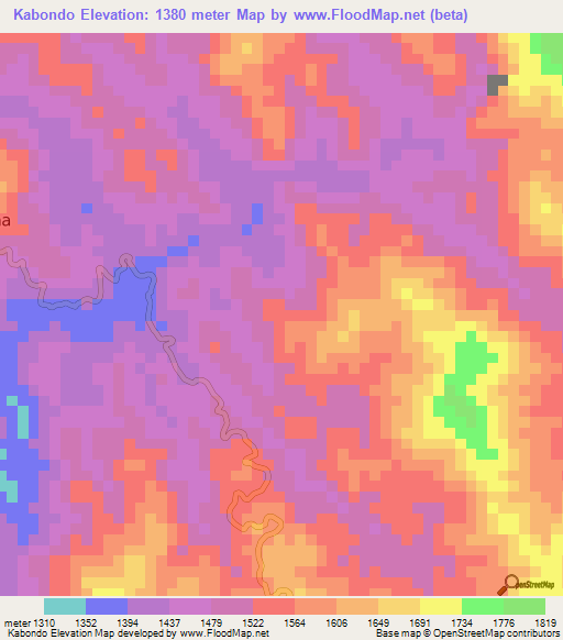 Kabondo,Burundi Elevation Map