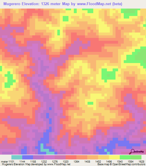 Mugerero,Burundi Elevation Map