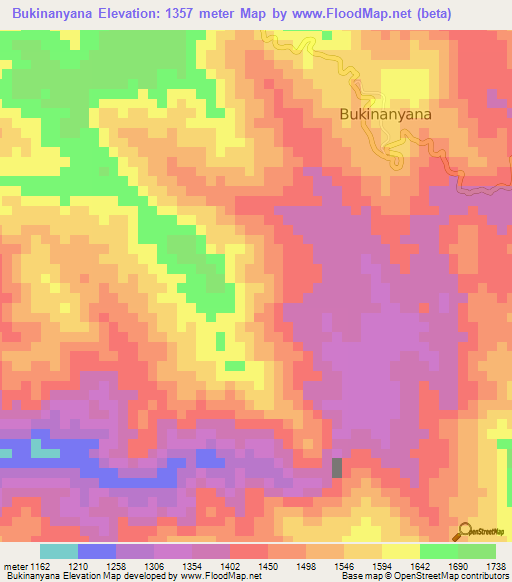 Bukinanyana,Burundi Elevation Map