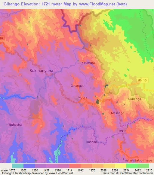 Gihango,Burundi Elevation Map