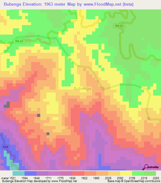 Bubenga,Burundi Elevation Map