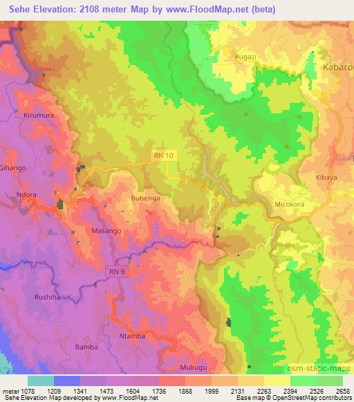 Sehe,Burundi Elevation Map
