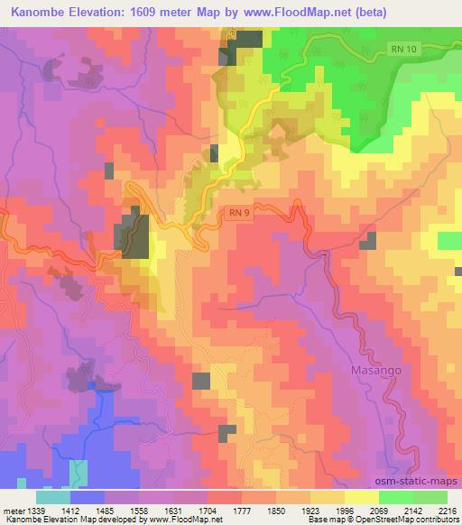 Kanombe,Burundi Elevation Map