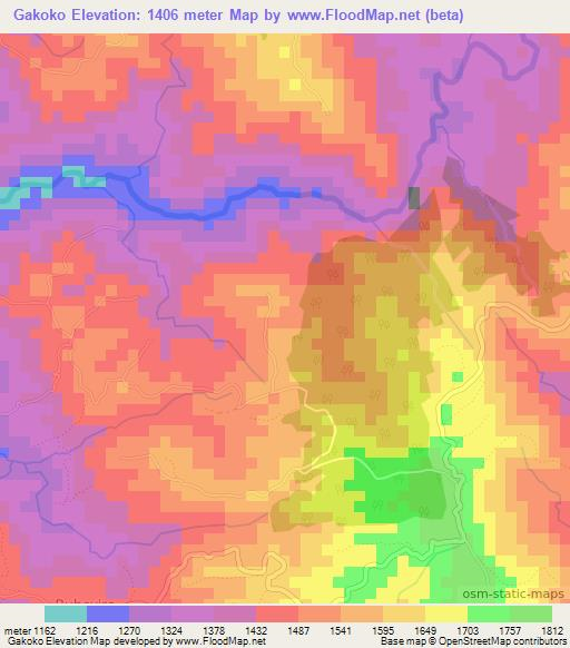 Gakoko,Burundi Elevation Map