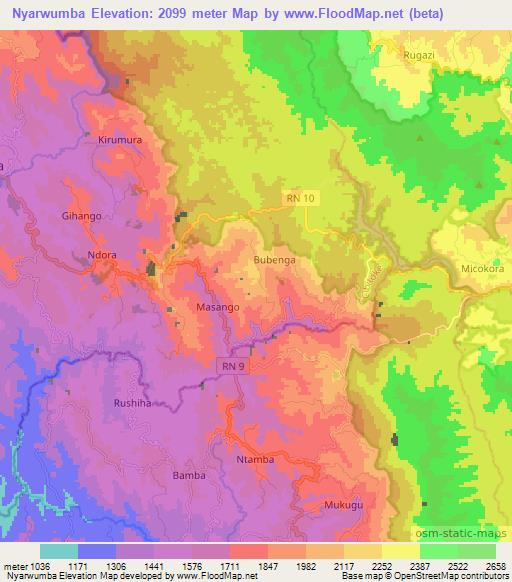 Nyarwumba,Burundi Elevation Map