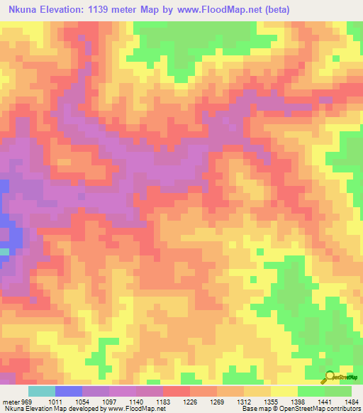 Nkuna,Burundi Elevation Map